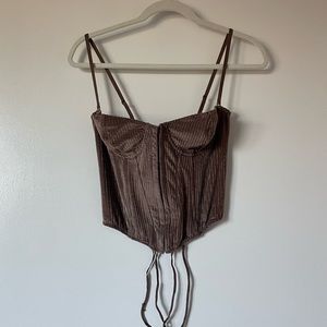 Urban Outfitters, Velour Lace Up Corset, Size Large
